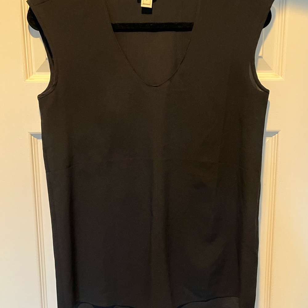 Black sleeveless JCrew top, great for suits or worn alone.
